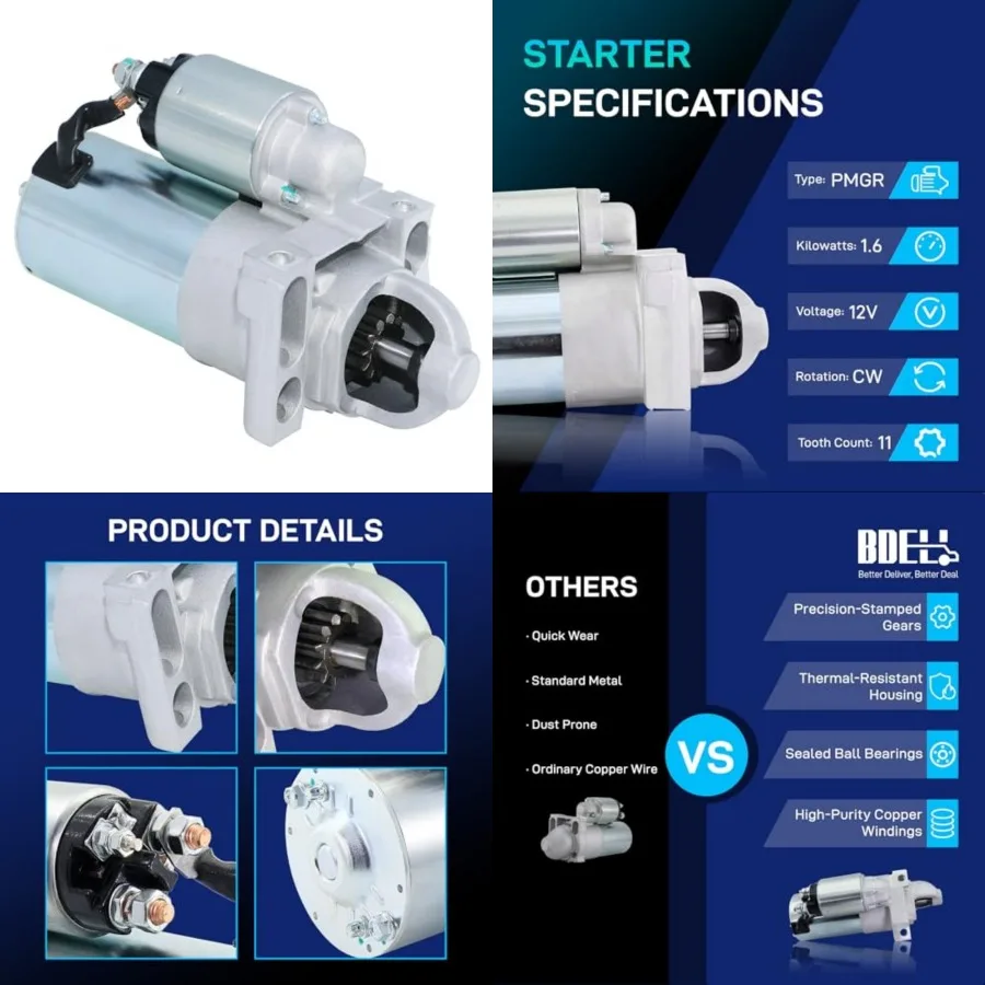 New Starter Compatible with 1999-2005 Chevy Silverado 1500 HD 2500 3500 6.0 L V8, 03-05 Express 2500 3500, 02-05 Cadillac Escal