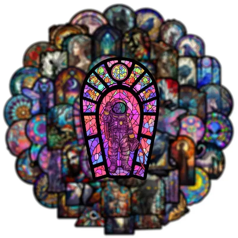 Stained Glass Self-Adhesive Sticker 50pcs Film Sticker Glass Cling Decal Graffiti Stickers For Home Decor Anti-Collision For
