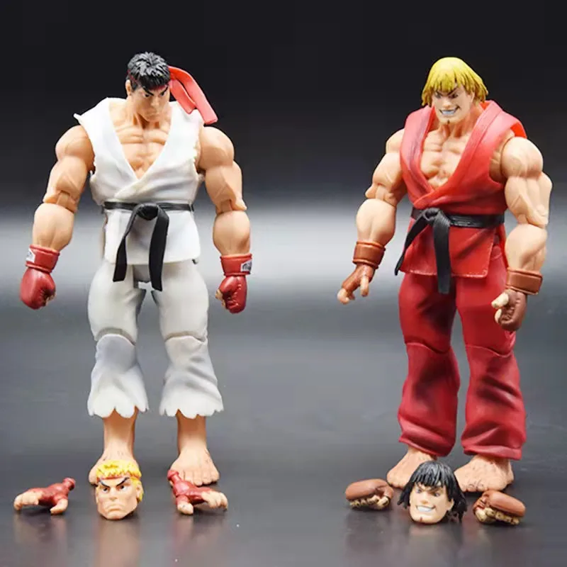 Anime Street Fighter  Action Figure Toy Standing Hoshi Ryu Ken Masters Pvc Collection Model Doll Toy Desktop Decor Birthday Gift