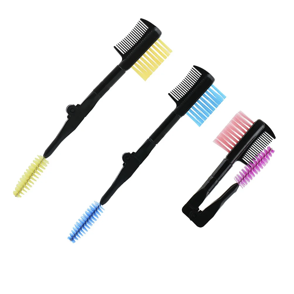 

Складная расческа для бровей, 3 шт., двухсторонняя, портативная конструкция, легко носить с собой, для ухода за бровями, модный инструмент (желтый, красный, синий)