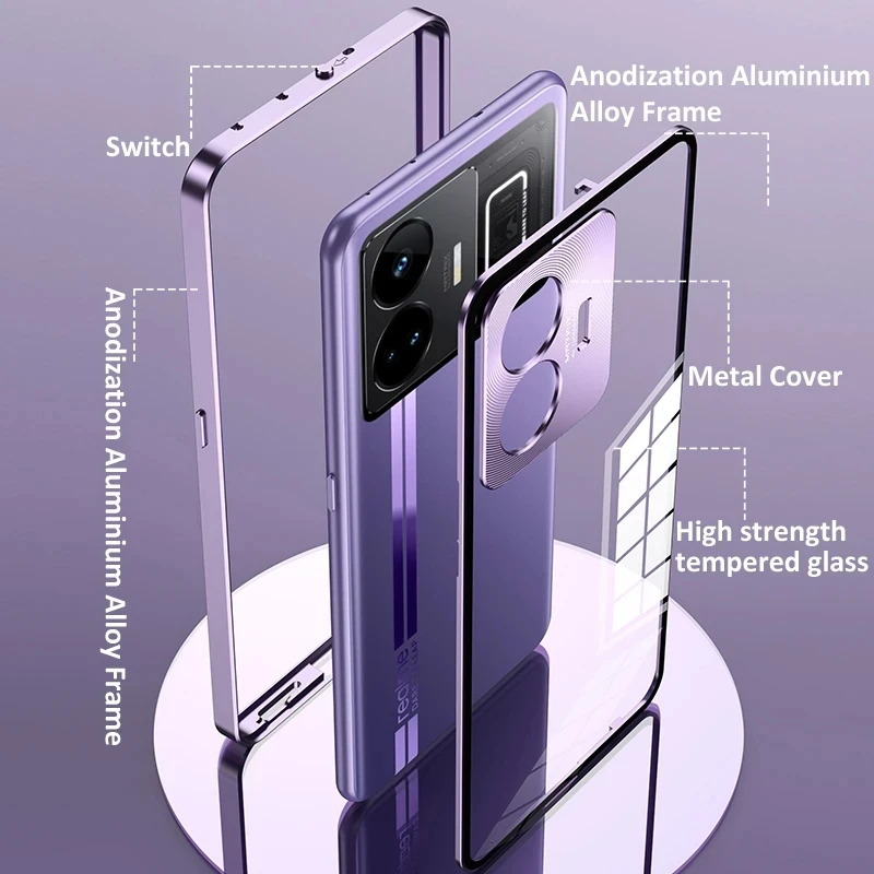 Aluminium Alloy Metal Frame For Realme GT Neo5 Neo 5 SE Case Tempered Glass Back Cover Metal Bumper Camera Lens Protector Funda