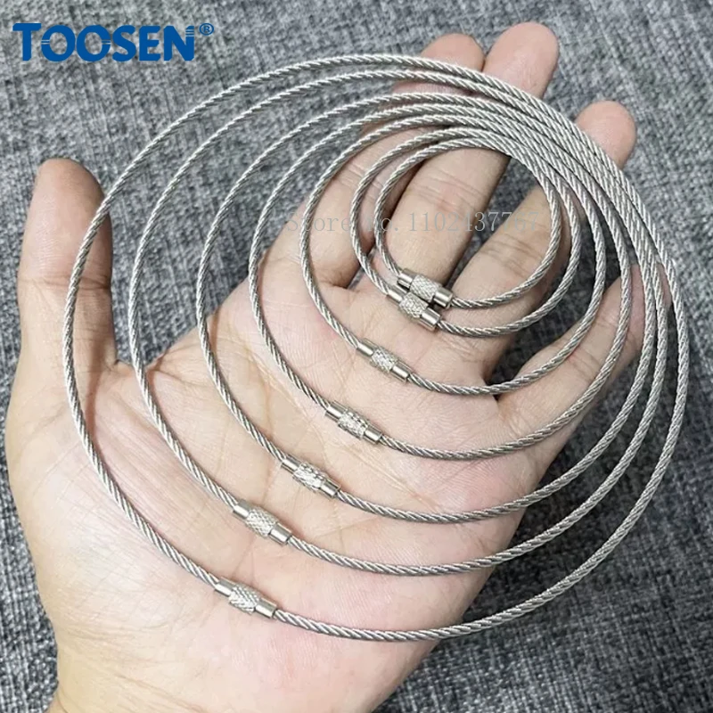 Wire Dia 1.5mm 2mm Cable Rope Key Holder Keyring Stainless Steel Wire Keychain Wire Rope Key Chain Length 110~250mm