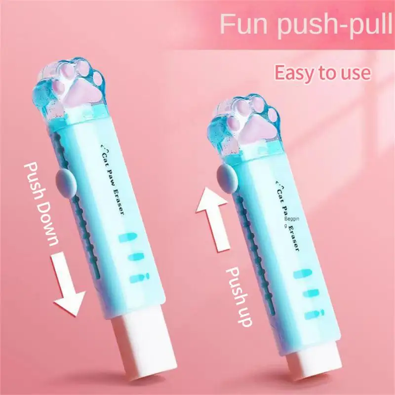Kawaii Retractable Eraser Cute Cat Korean Stationery Rubber Drawing Erasers Children's school supplies Office