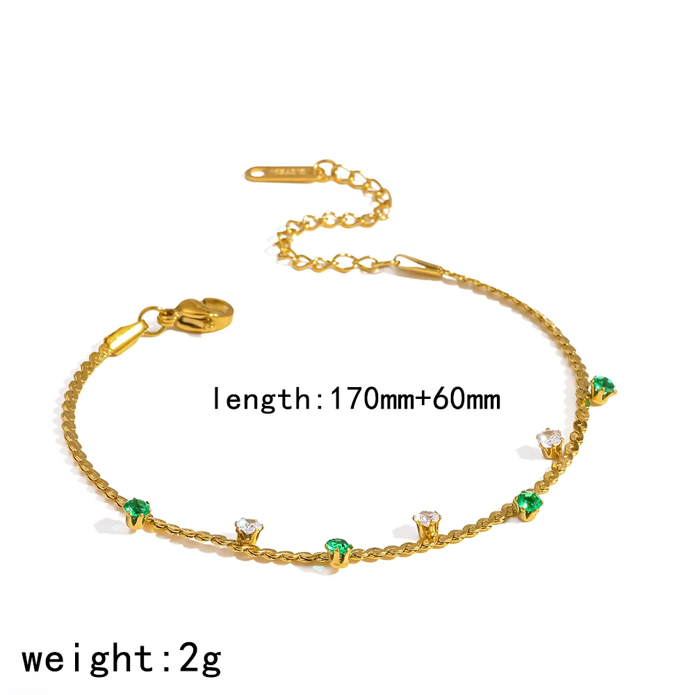 18K vergoldetes Edelstahl-Armband mit Zirkonia-Ketten, modischer, wasserdichter, schicker Schmuck – Detail 6