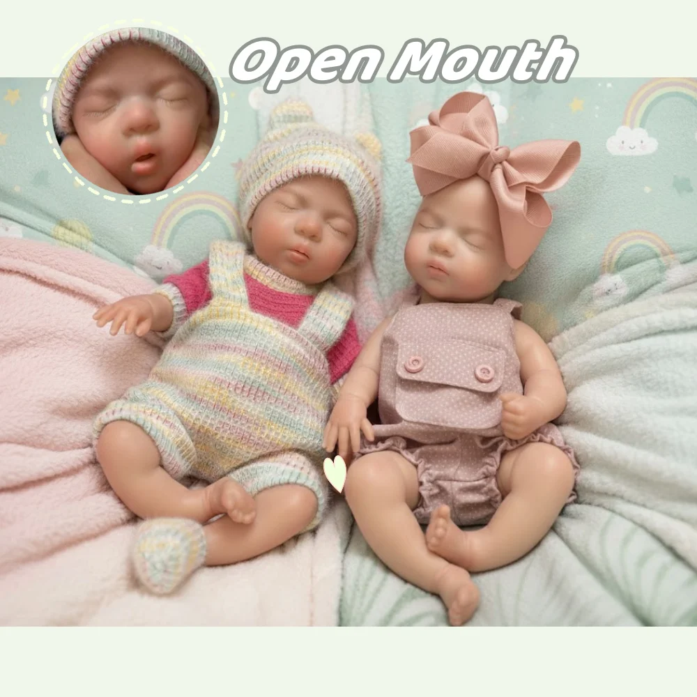 1PC/2 Styles 33CM Open Mouth Soft Silicone Reborn Bebe Girl Doll Luna bebe reborn de silicona Lifelike Newborn Baby Dolls