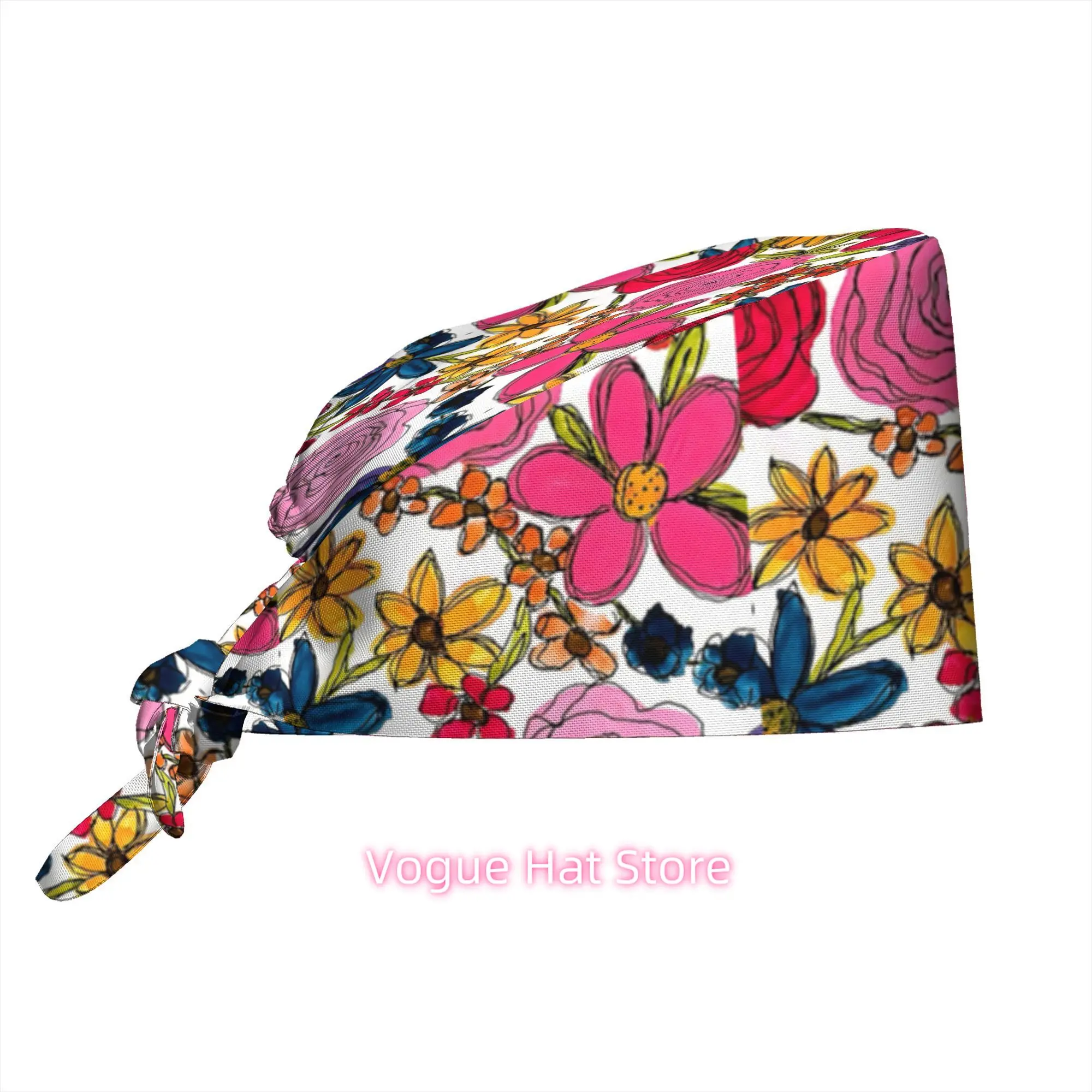 1pc of a Work Hat Featuring a Lively Hand-Drawn Floral Design, Ideal for Spring And Summer Home Decoration Or As a Gift