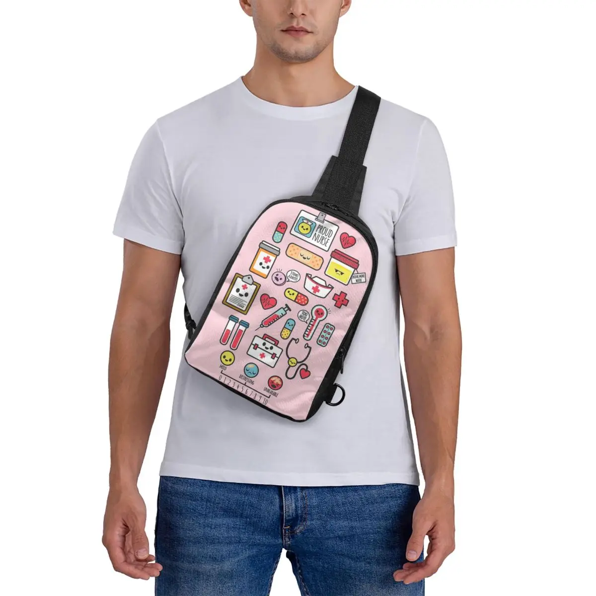 

Proud To Be A Nurse Pink Chest Bag Crossbody Backpack Sling Shoulder Bag For Men Travel Hiking Daypack