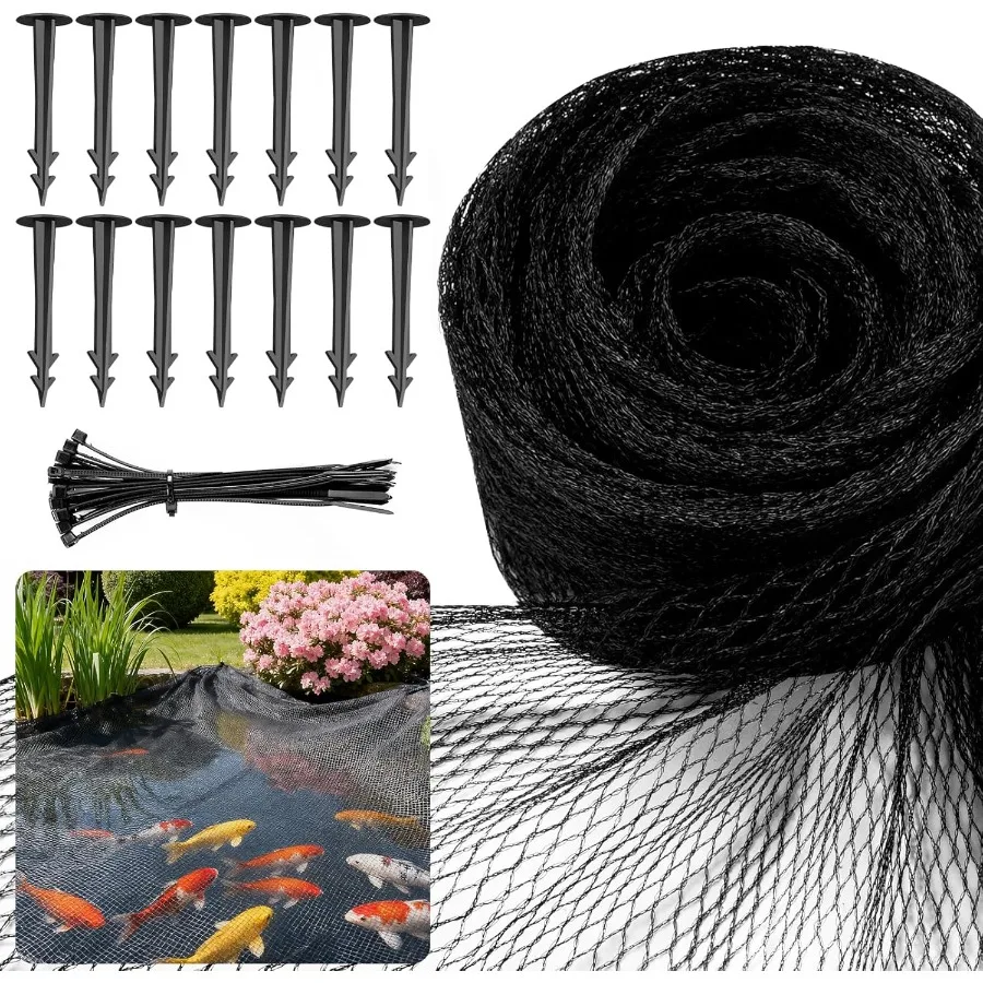 

20 x 20Ft Pond Netting for Koi Ponds: Durable and Sturdy Cover to Protect Koi Fish from Herons Raccoons Cats and Other Predator