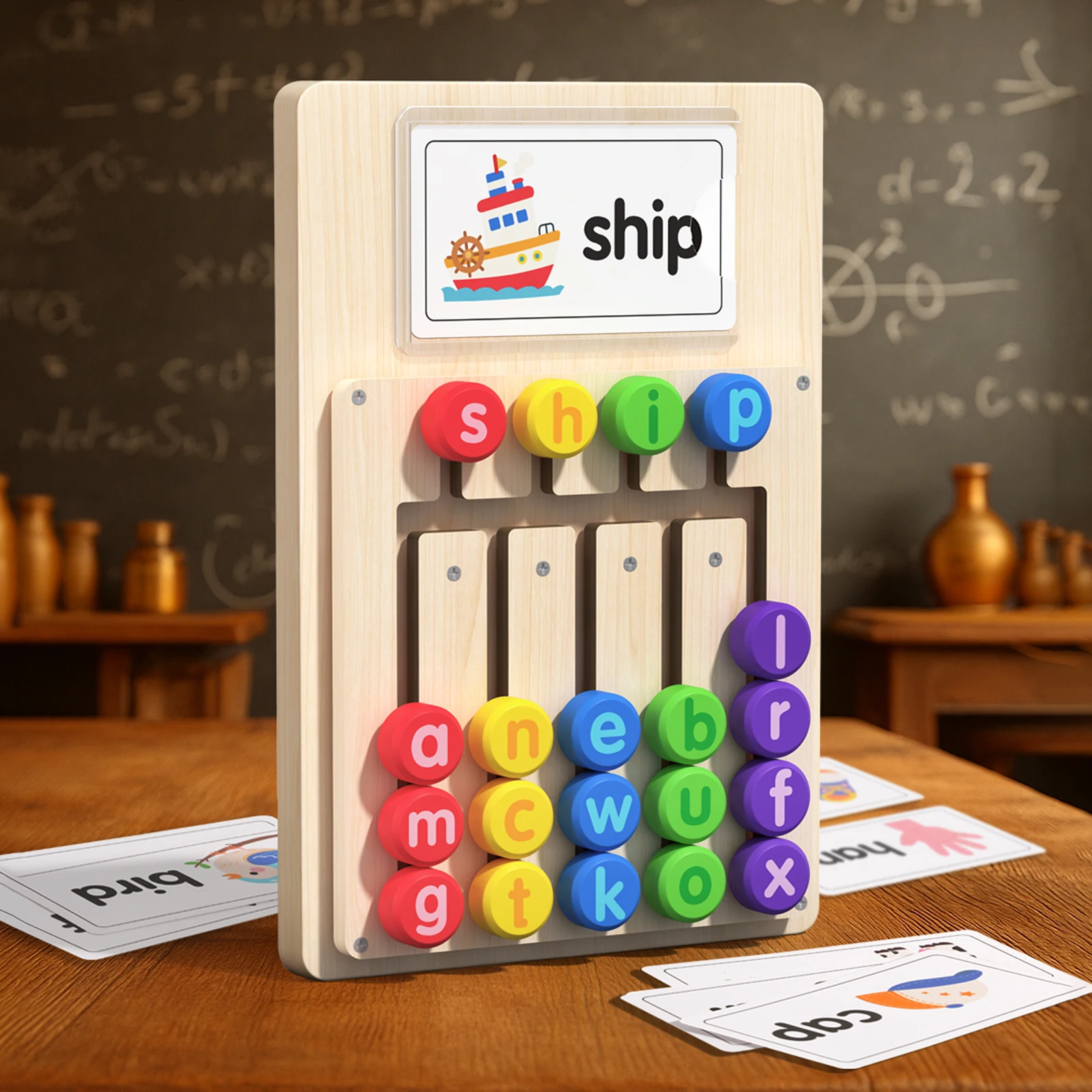Wooden Word Spelling Movement Game - Movable Letter Blocks Suitable For Children's Spelling And Fine Motor Skills Development