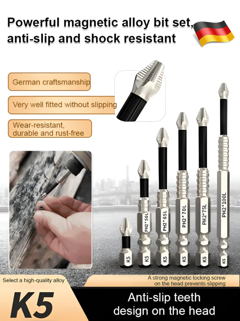 

Strong magnetic suction drill bit Torque nonslip high hardness driver head impact bit set