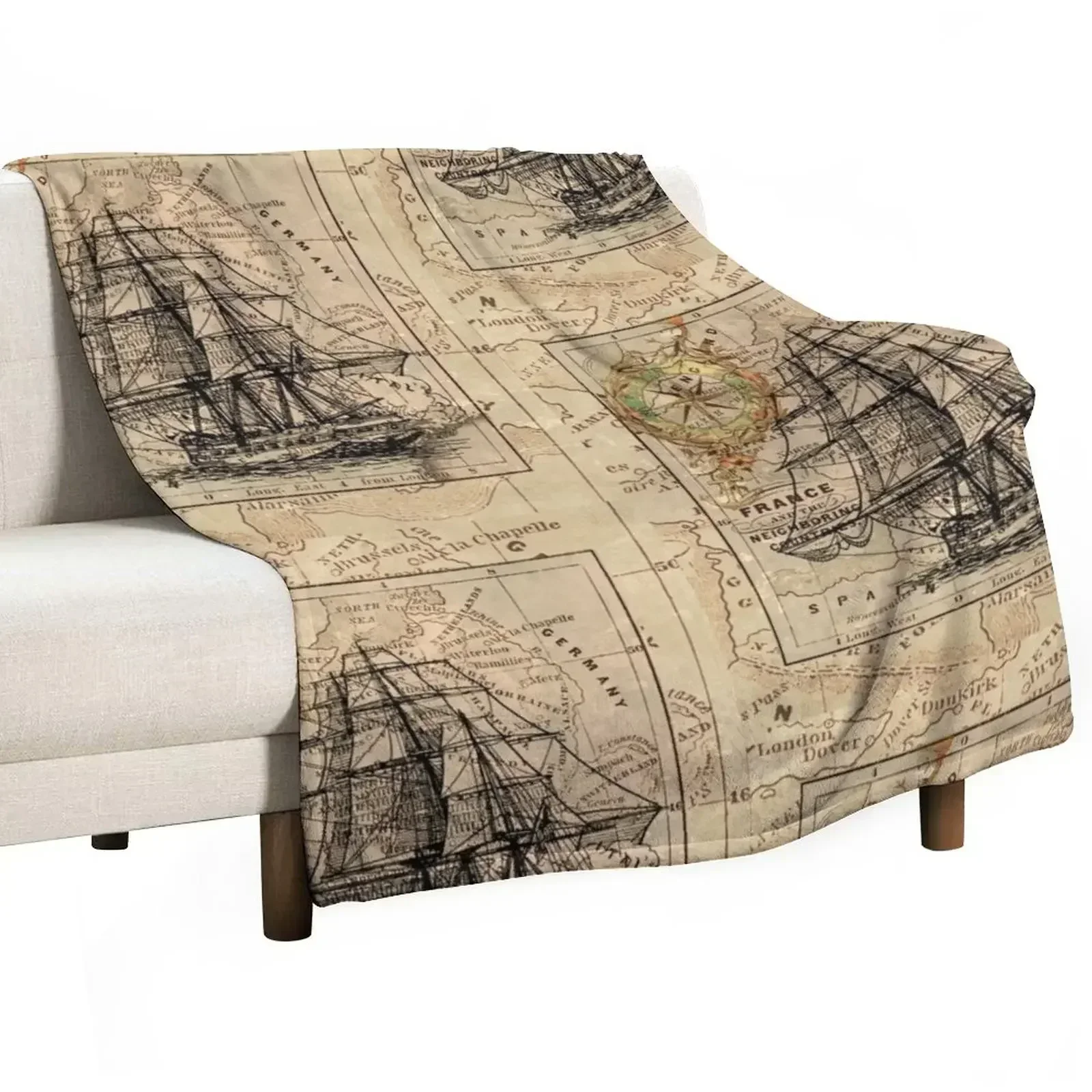 Vintage sailing Throw Blanket Retros Beautifuls Warm cosplay anime Kid'S Flannel Fabric Blankets