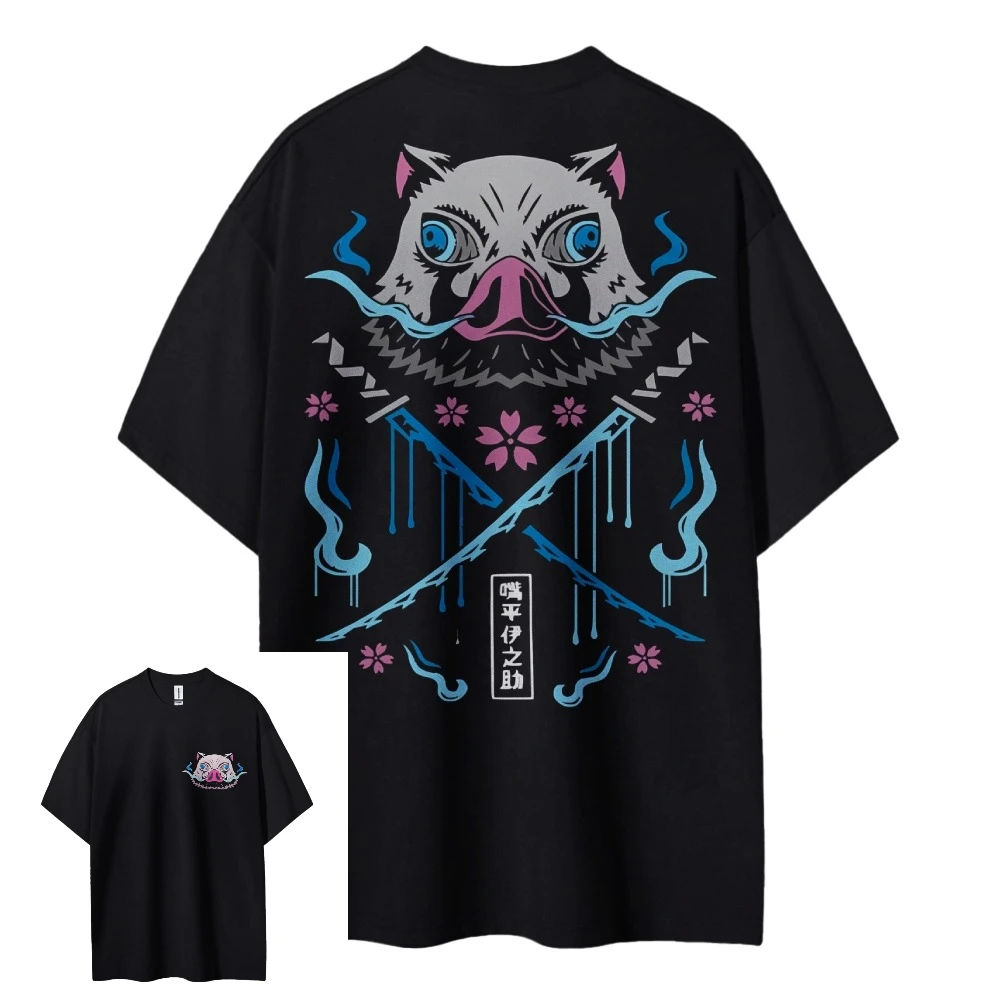 Demon Slayer Inosuke Anime T Shirt Men Women Oversized Graphic Tee 2026 Summer New Casual Streetwear Cosplay Short Sleeves Tops