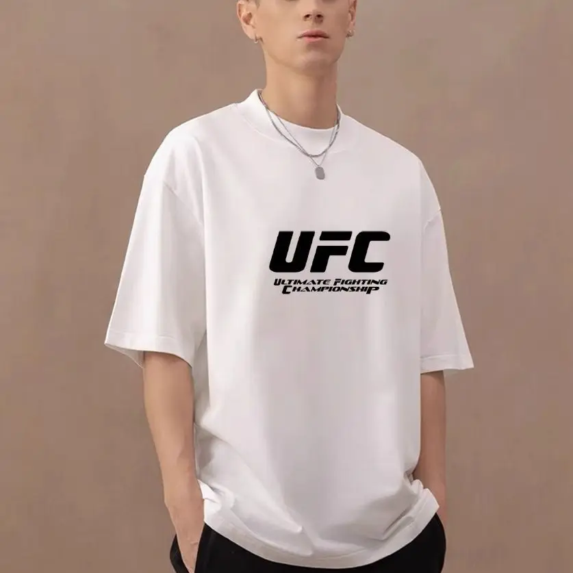 

American Cotton T-shirt Men's Short-sleeved Fighting Boxing Same Short-sleeved New Versatile Top Loose Crew Neck T-shirt