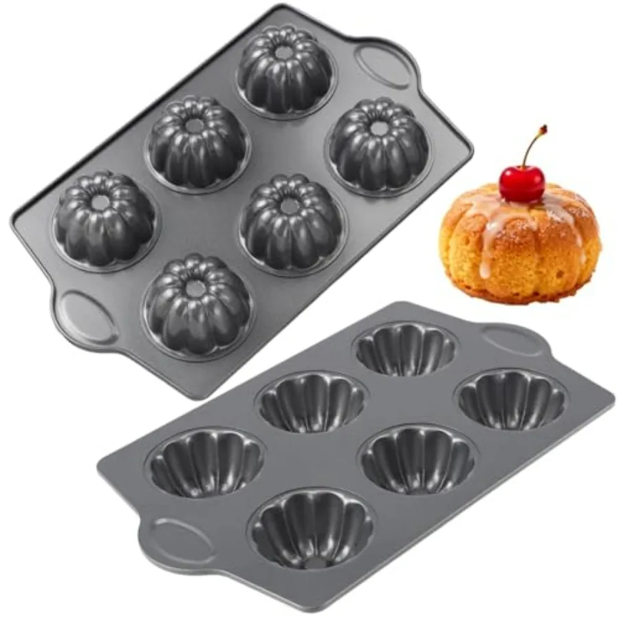 

Набор из 2 мини-форм для кексов с 6 углублениями, антипригарные, из углеродистой стали, для рождественской выпечки, 16,1 x 9,7 x 1,8 дюйма, для мусса, шоколада, тыквы
