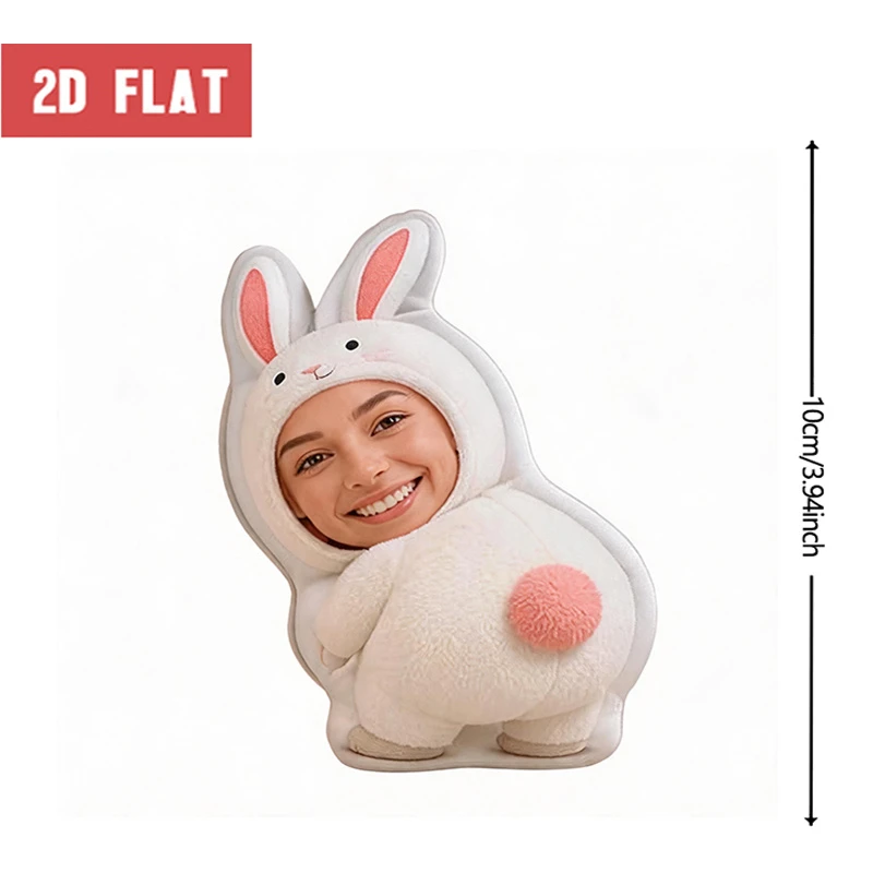 Custom Photo Shaped Pillow, Funny Face in White Bunny Costume Decorative Cushion, Unique Home Decor Accent for Sofa & Bedroom, P