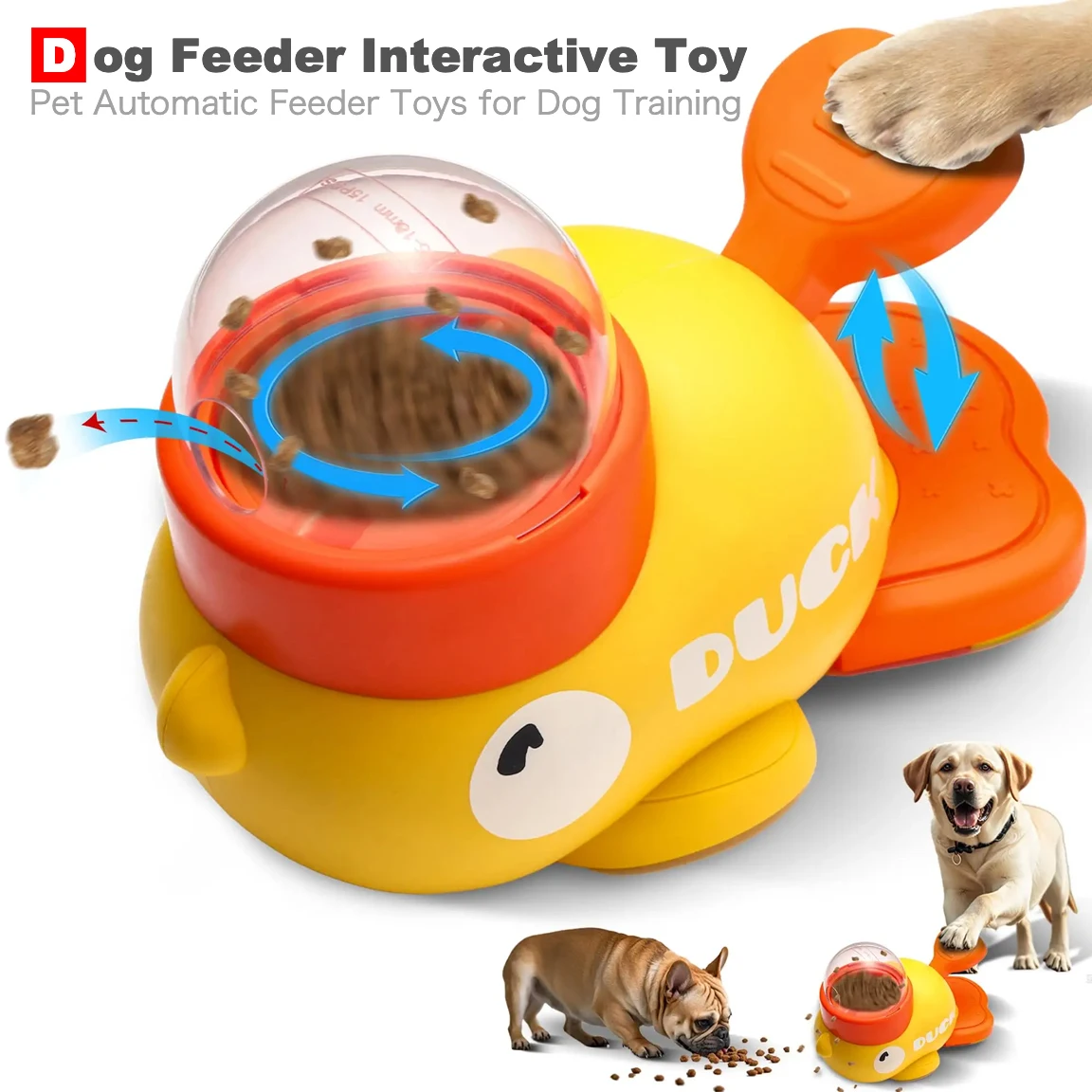 

Smart Press Feeder Interactive Dog Toys Duck Food Dispenser Pet Unplugged in Anti-slip Automatic Feeder Games for Dogs Training
