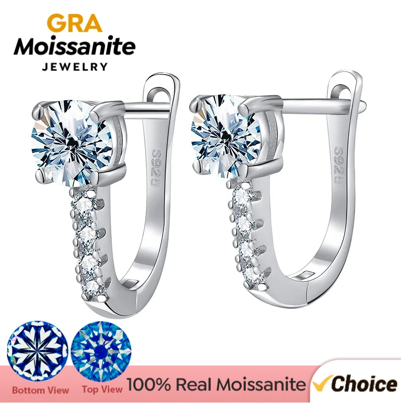 

GRA 0,5 карата настоящие сертифицированные серьги на годовщину с муассанитом и бриллиантами для женщин, подарок, стерлинговое серебро 925 пробы, оригинальные изысканные роскошные ювелирные изделия