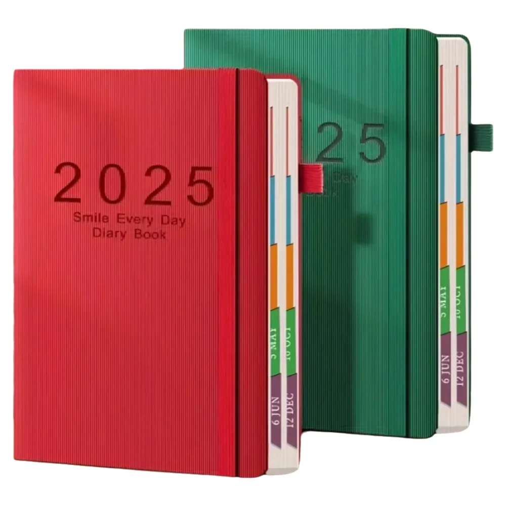 2025 a5 texturizado plutônio portátil agenda livro inglês calendário livro blocos de notas criativo