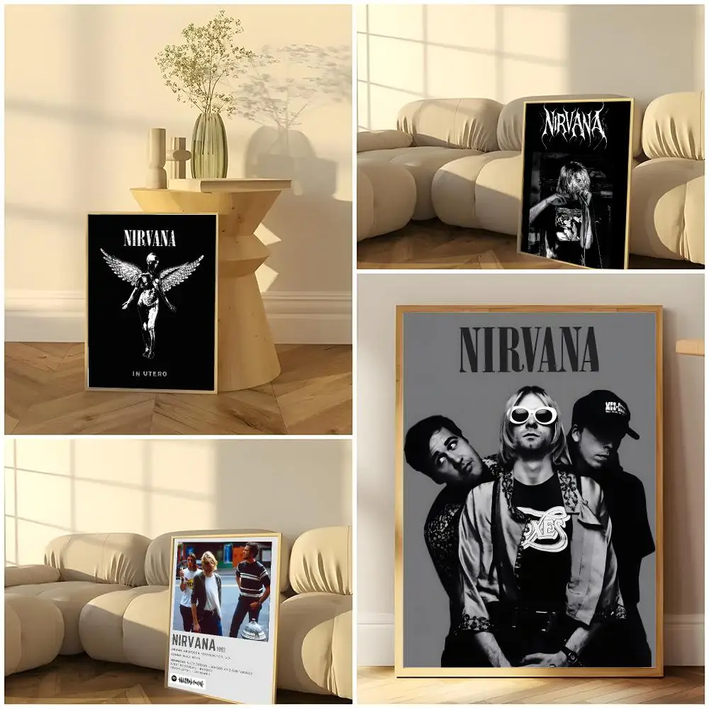 Nirvana-s Kurt Cobain Smells Like Teen Spirit Grunge Painting Calligraphy Scandi minimalist Nursery print Oil painting effect
