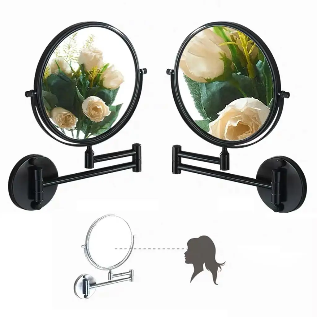 Wall Mounted Vanity Mirror 360 Degree Swivel Double Sided Makeup Mirror for Daily Facial Grooming
