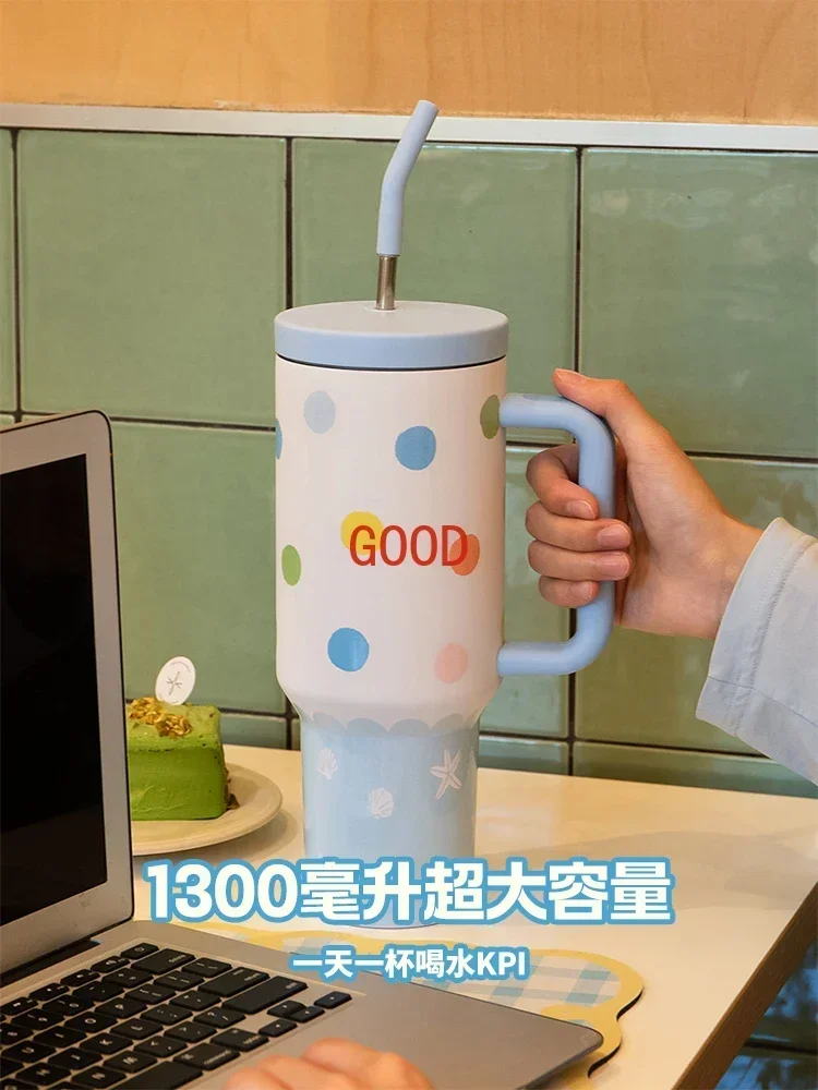 

Ceramic liner Big Mac with handle straw ton ton thermos cup