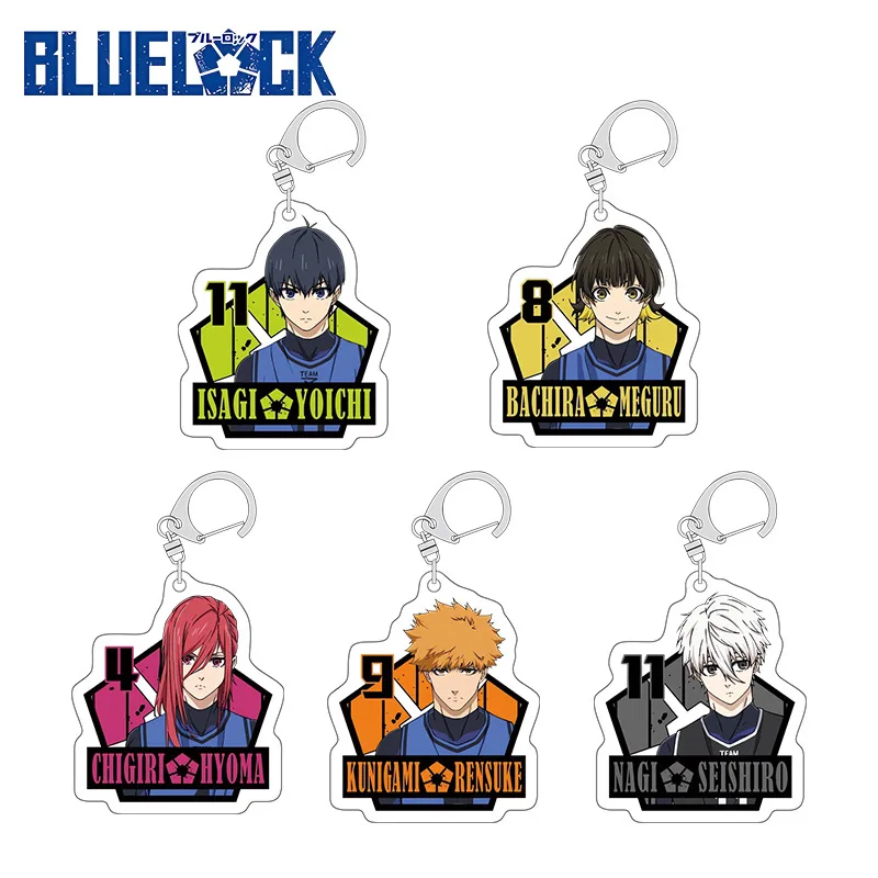 سلسلة مفاتيح مصنوعة من الأكريليك لسلسلة شخصيات القفل الأزرق أنيمي Isagi Yoichi Meguru Kunigami سلسلة معدنية قلادة هدية رائعة 6 سنتيمتر