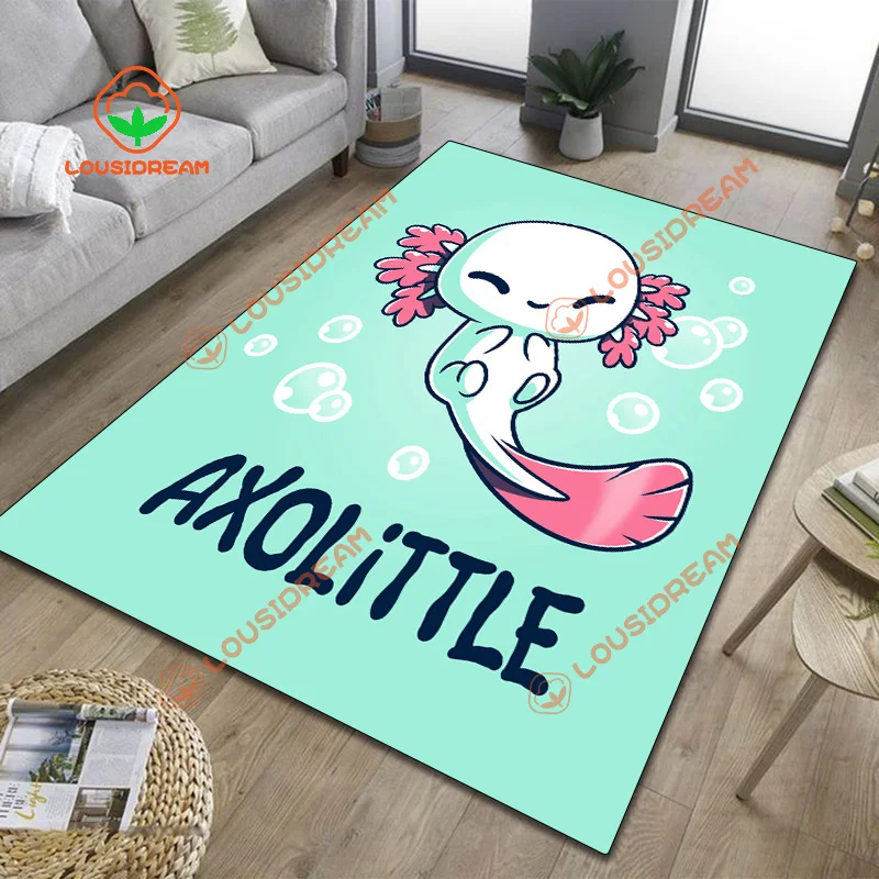 Axolotls Printed Carpet for Home Decoration, Cartoon, Lovely Animal, Bedroom, Children Game, Rest Area, Support Customization