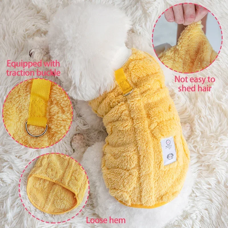 Warm Plush Jacket for Pets, Soft and Comfortable Cat Vest, Soft Cotton Velvet, Cute Puppy Clothing, Autumn and Winter