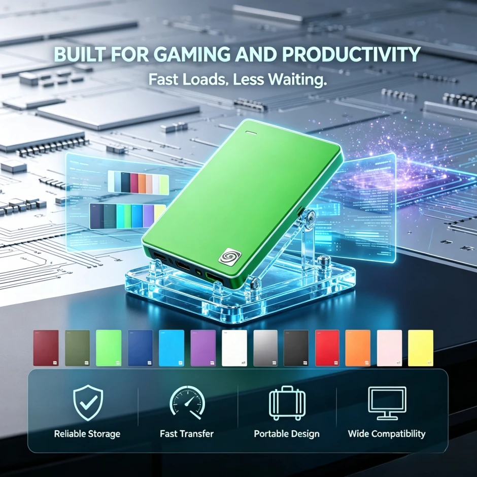 Original Portable External Purple/Green/NavyBlue Hard Drive High Speed Expansion Storage Disk for Mac Windows Laptop Data Backup