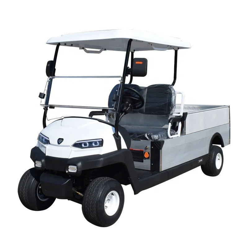 Voiturette de golf électrique 2 places avec boîte de rangement, certifiée CE, pour le transport en milieu hôtelier, agricole et communautaire