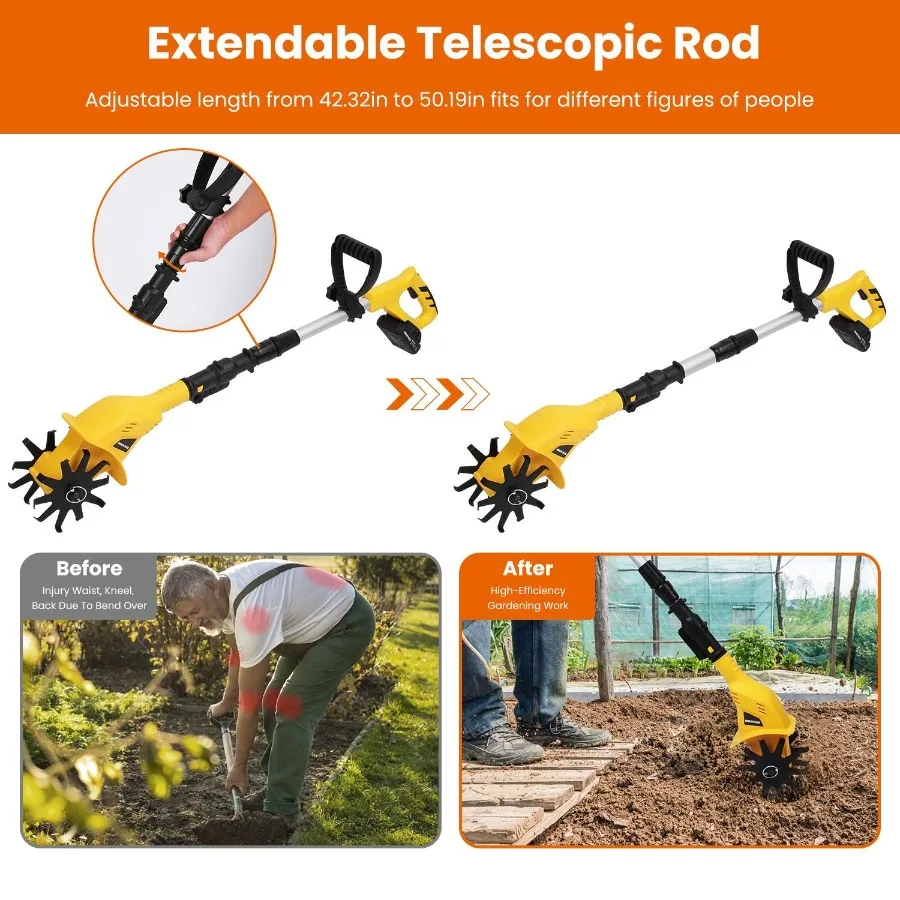 مزارع حديقة كهربائي لاسلكي مع بطارية قابلة للشحن 20 فولت 3.93 بوصة عرض 6.69 بوصة عمق 250 دورة في الدقيقة أقصى لساحة الحديقة F #4