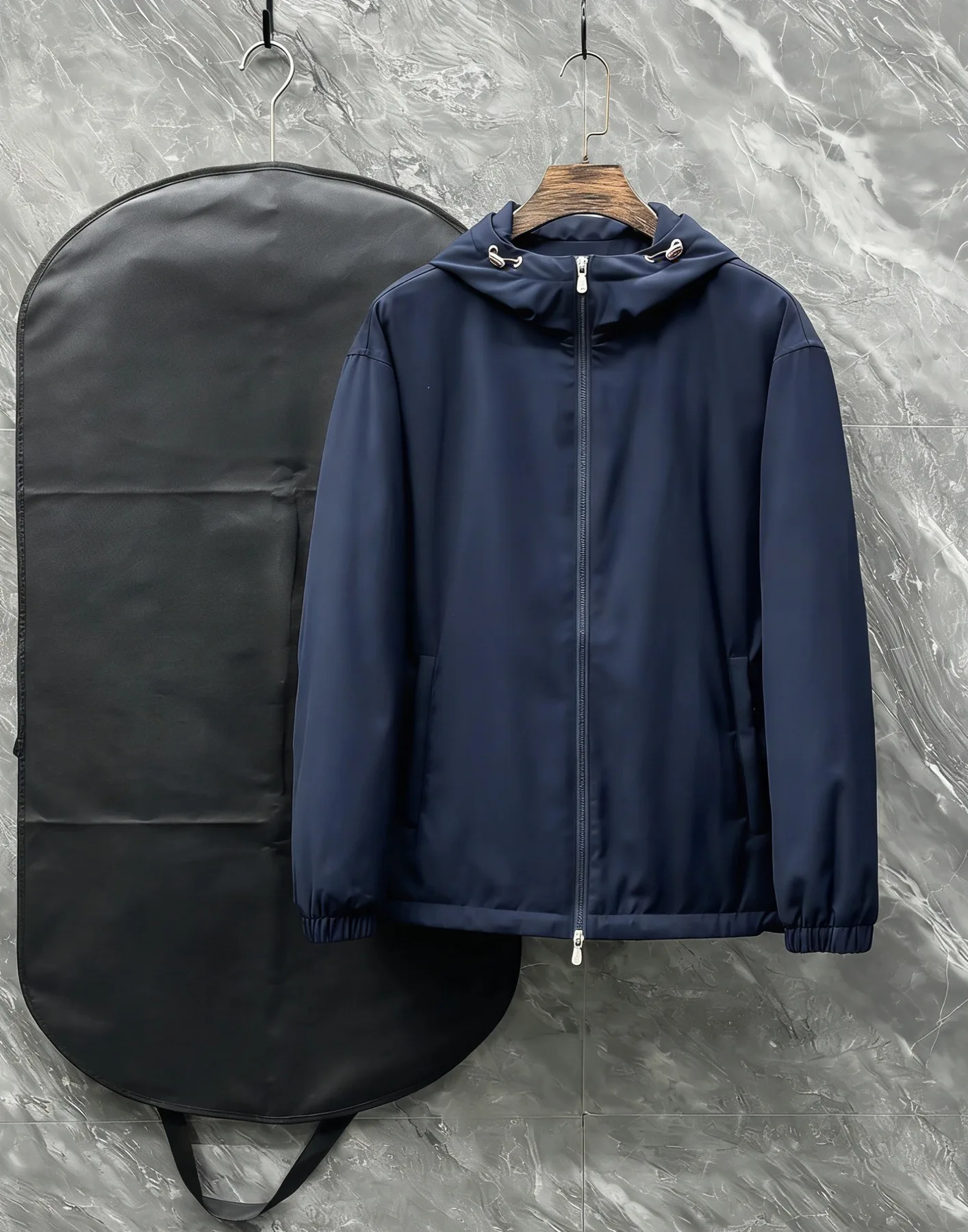 

Men's Khaki Hooded Jacket Zipper Casual Lightweight Windbreaker Loose Outerwear