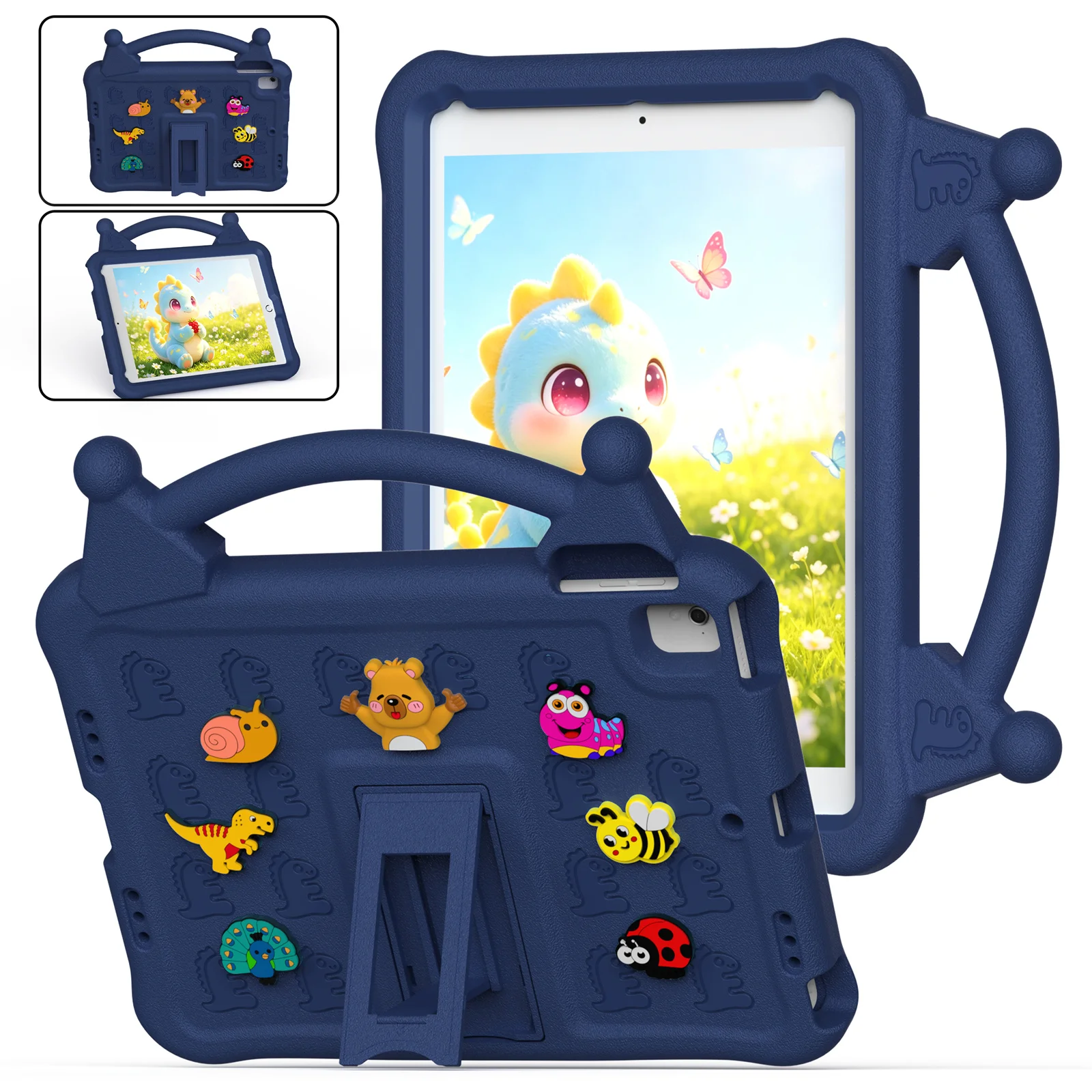 Cartoon EVA Tablet Case for iPad 9.7-inch (2018) / (2017) / (2016) / Air 2 / Air (2013) , Kickstand Kid-Friendly Shockproof Cove