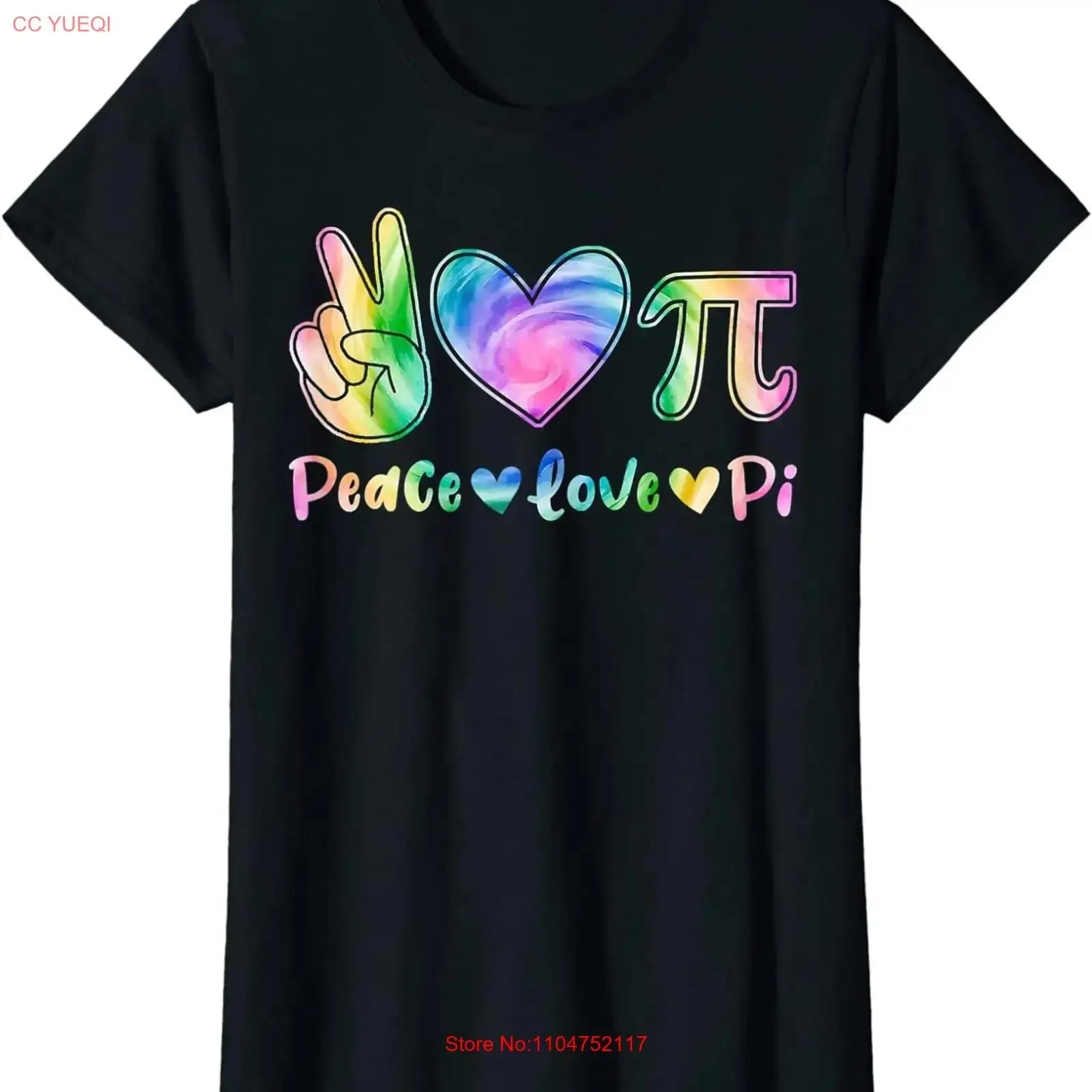 Peace Love Pi Math Day Mathematics Teachers Ladies' Crewneck T Shirt long or short sleeves vintage Washed designer clothes Soft