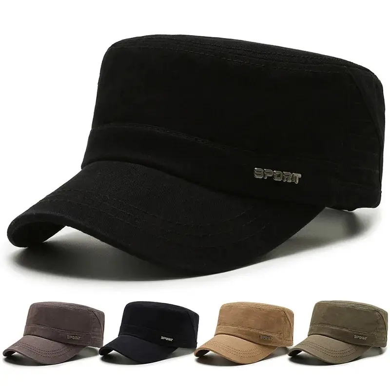 Hat Men's Flat Military Hat Is Simple And Versatile, Middle-Aged Hat Spring And Autumn Duck Tongue Casual Fashion New Style