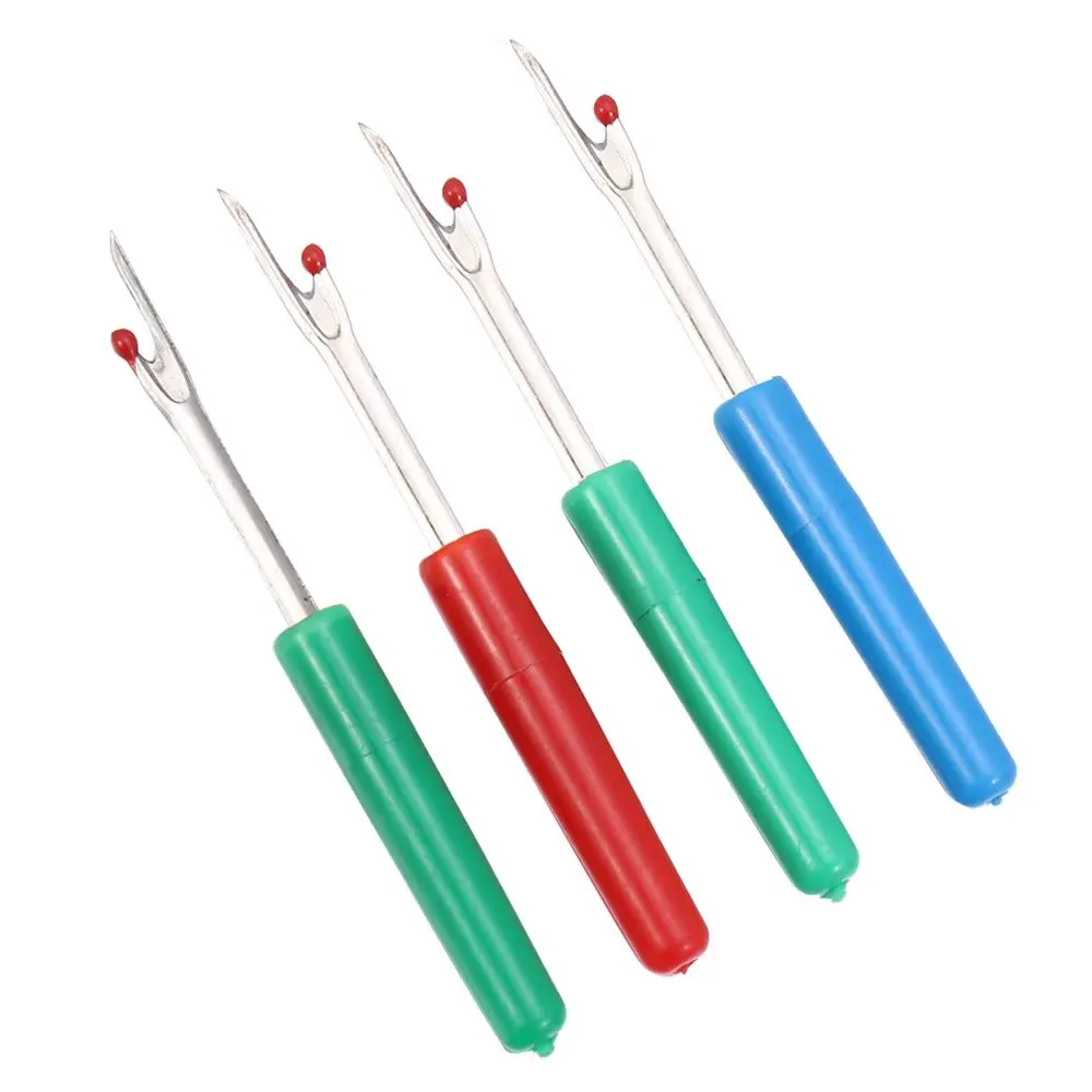 4pcs Stitch Remover With Plastic Handle Stainless Steel Craft Thread Cutter Cross Seam Ripper Needlework Cross-stitch Sewing Too