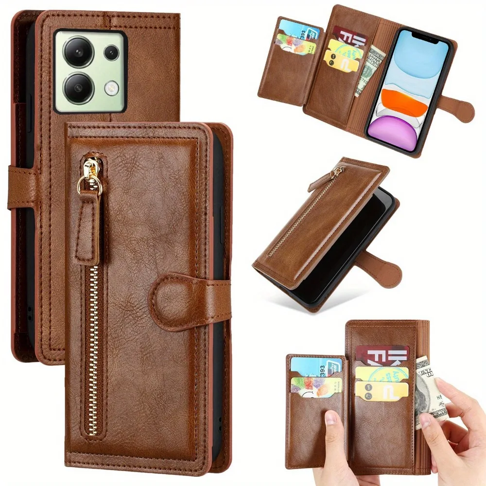 

For Xiaomi Redmi Note 13 Pro 5G 4G Cover Luxury Faux Leather Zipper Flip Wallet Case For Redmy Note13 Note13pro 5G Card Cover