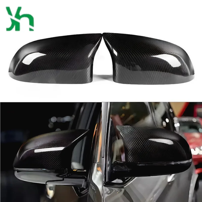مرآة جانبية من ألياف الكربون الجافة لسيارات BMW X5M X6M F85 F86 (2015-2019) غطاء من ألياف الكربون ملحقات خارجية #4