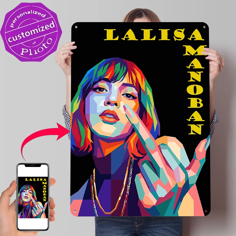Lalisa Manoban Pop Art Portrait Tin Poster Customized Wall Art Retro Vintage Metal Signs for Fans Room Decoration At Home Decor