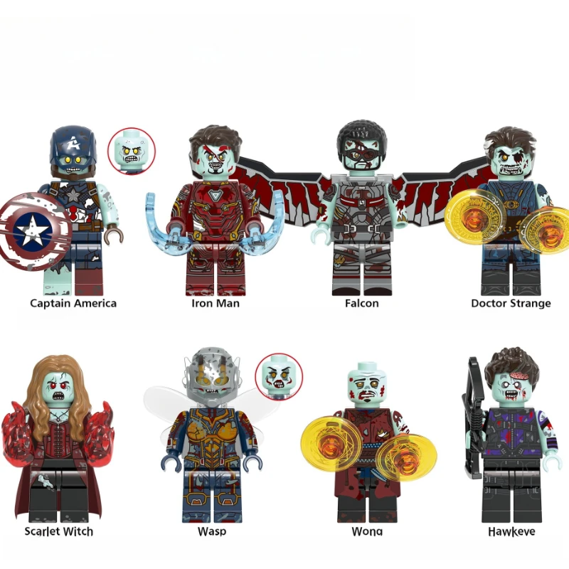 

Zombie Marvel Avengers Minifigures Set Captain America Iron Man Falcon Doctor Strange Building Blocks Collectible Kids Toy Gift