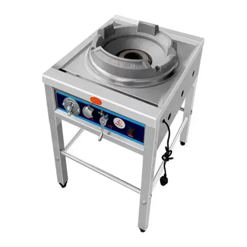 Commercial high-fire stove for restaurant use, liquefied gas single or double gas kitchen, stainless steel silent