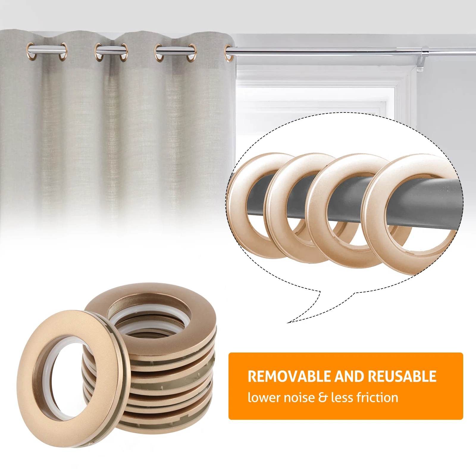 

50 шт., втулки для штор, римское кольцо, внутренний диаметр 4 см, кольца для петель для штор, АБС-пластик, наномасштабное кольцо-глушитель, кофейное серебро