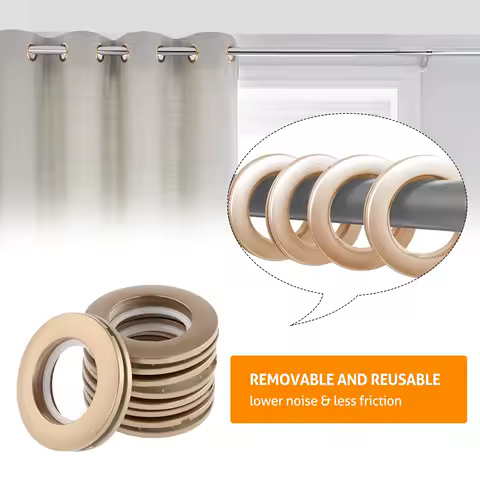 50Pcs Curtain Grommets Roman Ring 4cm Inner Diameter Curtain Eyelet Rings ABS plastic Nanoscale Silencer Ring Coffee Silver