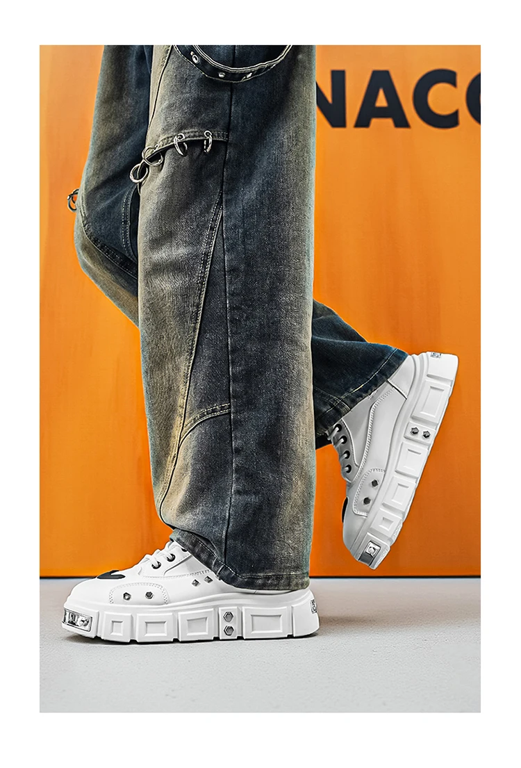 Modische Herren-High-Top-Stiefel, dicke Sohle zur Erhöhung der Körpergröße, vielseitige Freizeitschuhe – Detail 9