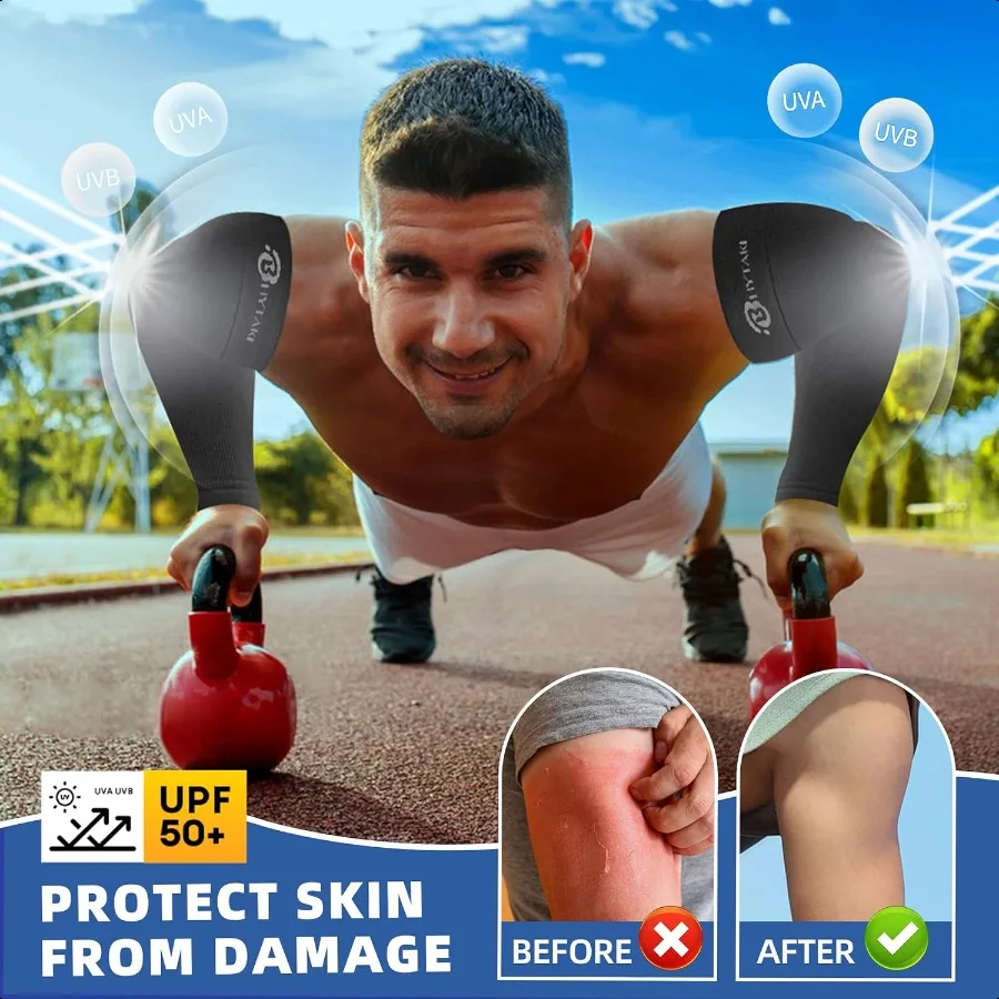 Cooling Comprion Arm Sleeves for Men WomenUPF50 UV Sun Protection Sleeves for Work Sport Tattoo Cover Up