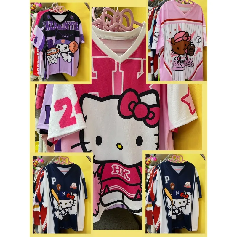 

Футболка MINISO Hello Kitty с 3D принтом, спортивная одежда с героями мультфильмов, женская и мужская быстросохнущая дышащая уличная одежда с v-образным вырезом, пляжный топ