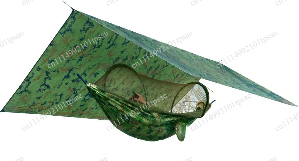 Mosquito proof hammock, roll proof, sunshade, square four corner umbrella canopy, cloth pole