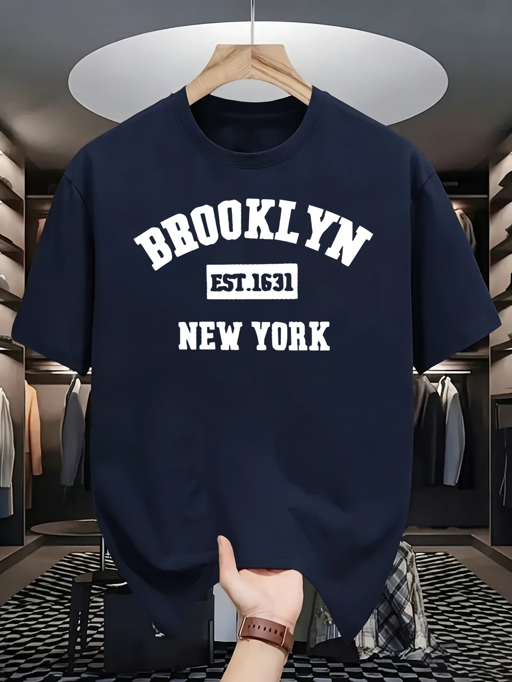 New York Brooklyn Est 1631 Design Herren-T-Shirts, O-Ausschnitt, Sommer, kurzärmelig, modisches Baumwoll-T-Shirt, Unisex, lockeres, lässiges T-Shirt