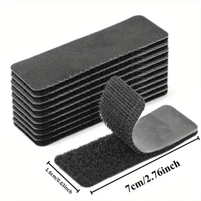 50/100pcs Black Self-Adhesive Hook and Loop Tape, Removable and Reusable, Suitable for Furniture, Office Sofas, and Sewing