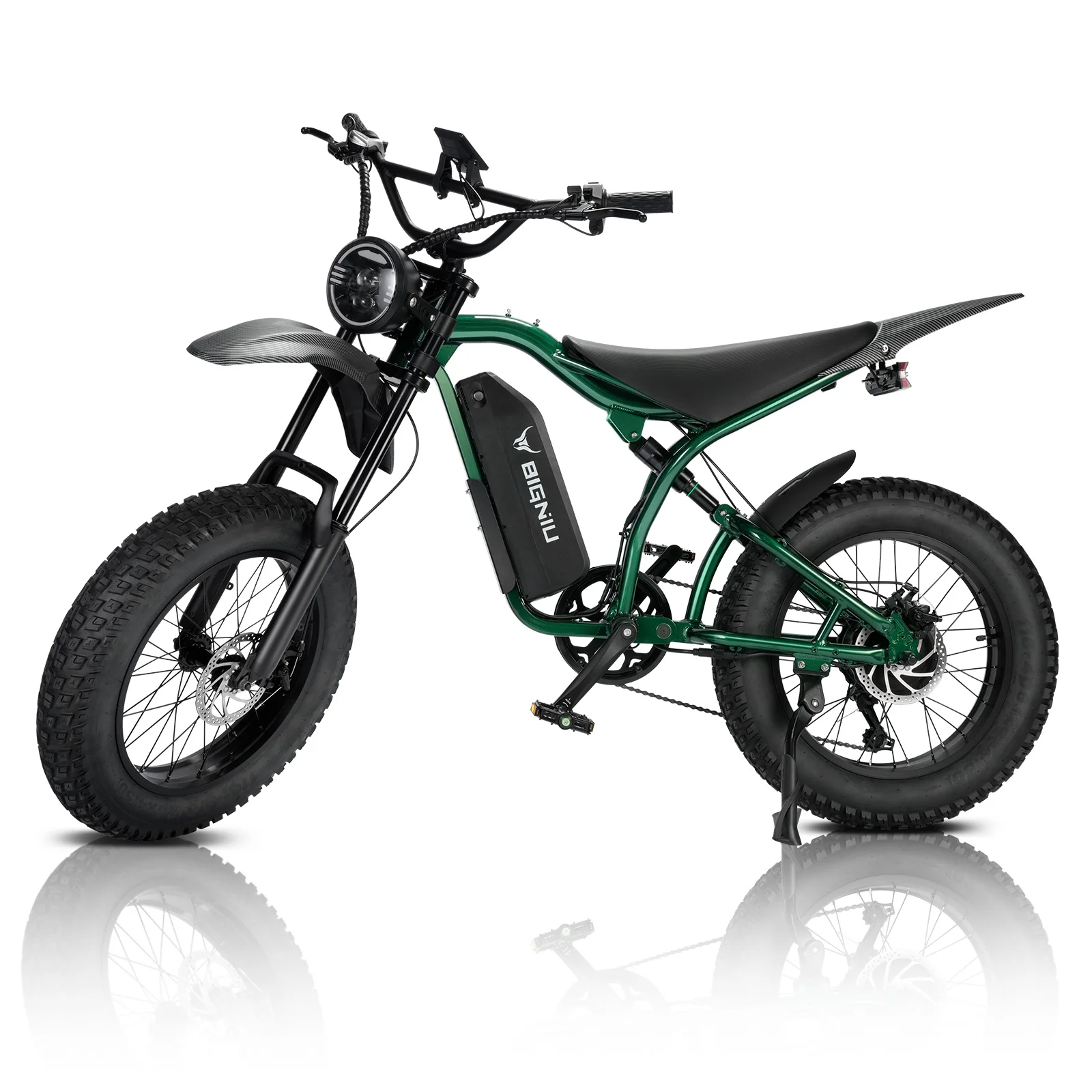 BIGNIU 749W Adult Electric Bike Peak Range Of 30+ Miles - Maximum Speed Of 27.9MPH 48V 15A Battery, Full Suspension, 7-speed All Terrain 20Inch X4.5 Inch Fat Tire Ebike, LED Display Screen image 3